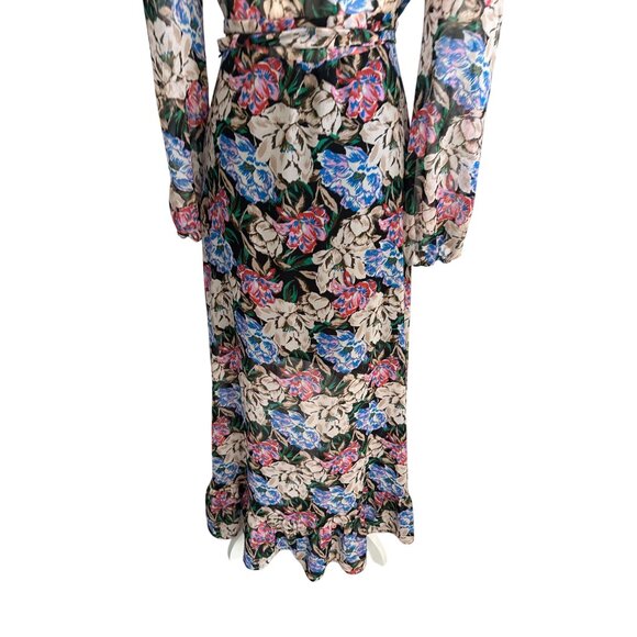 WAYF Floral Ruffle Midi Wrap Dress Size Medium - Picture 8 of 10